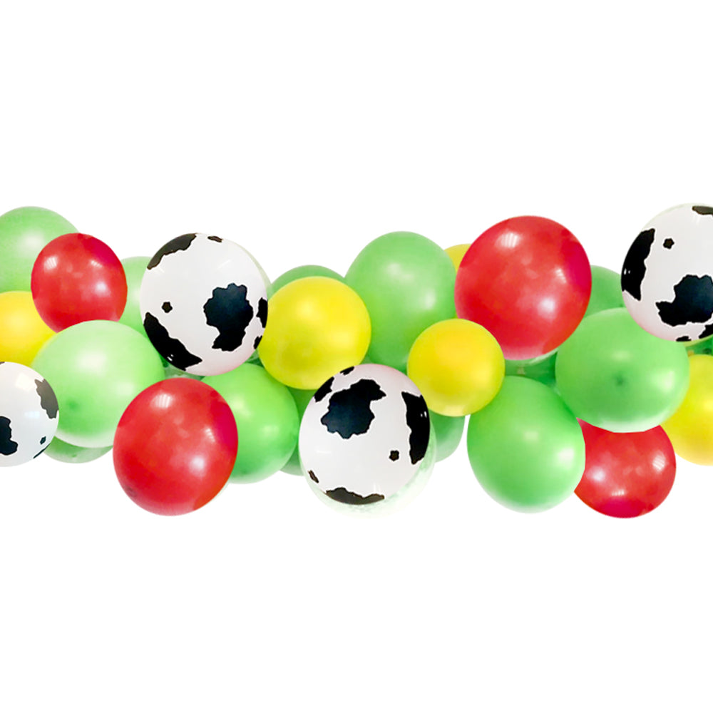 Green, Red, Cow Print and Yellow Balloon Arch DIY Kit - 35 Balloons - 2.5m