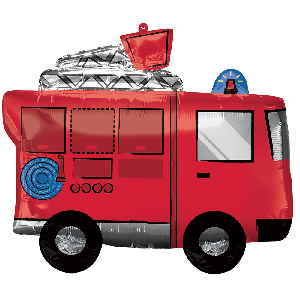 Fire Engine Supershape Foil Balloon - 25"