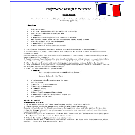 French ideas sheet