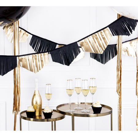 Black and Gold Fringe Garland