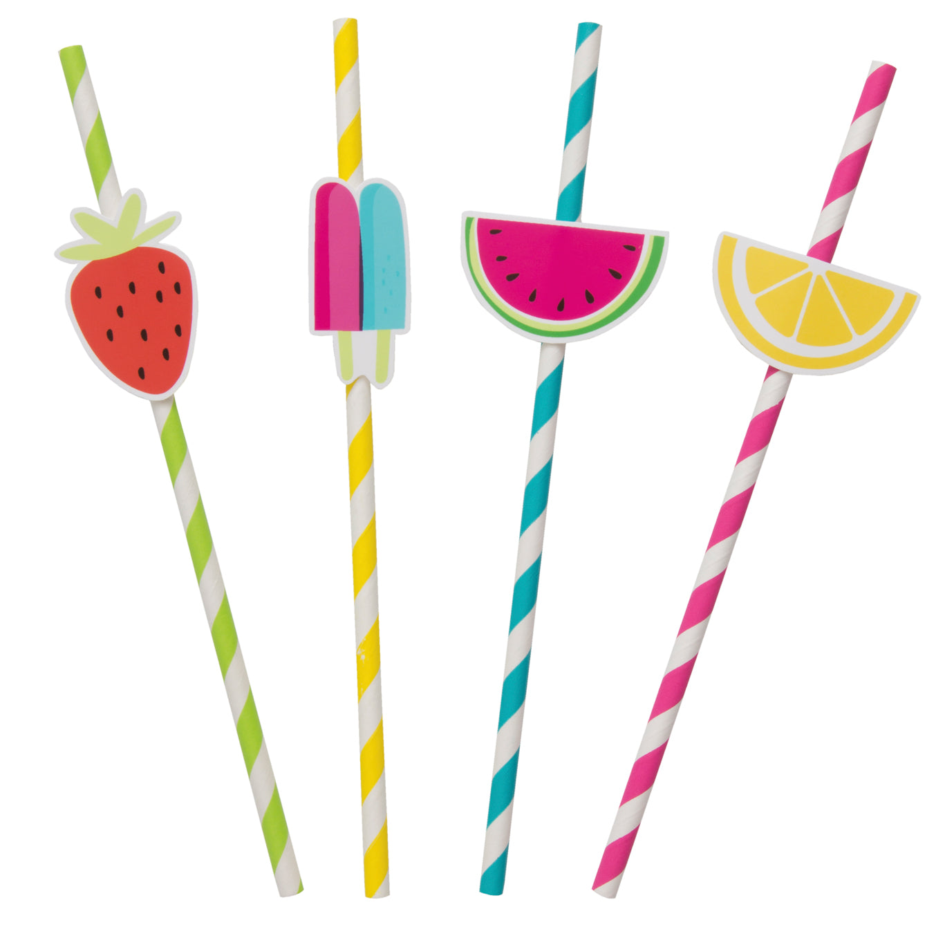 Fruity Tropical Paper Straws - Pack of 8