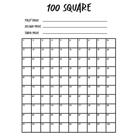 Fundraising 100 Square Grid Poster - A3 – Party Packs Fundraising 100 Square Grid Poster - A3 – Party Packs