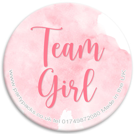 Gender Reveal Team Girl Badge - 58mm - Each