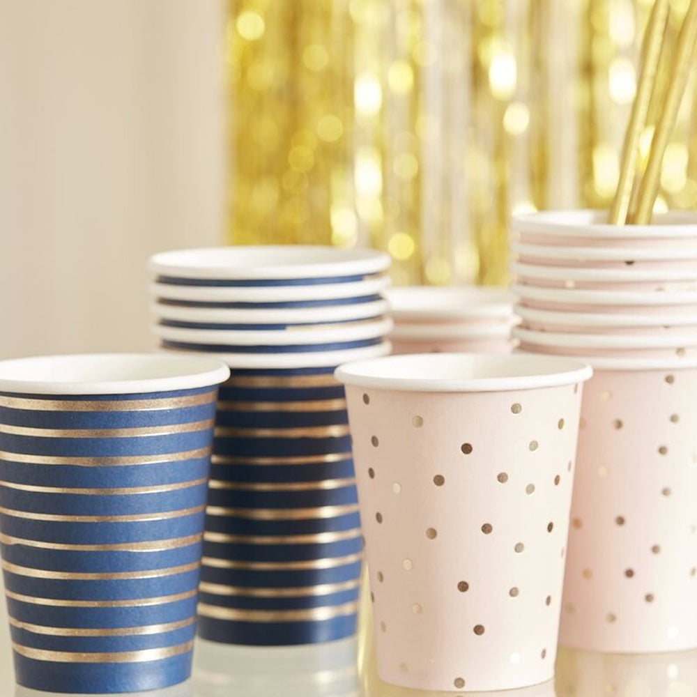 Pink And Navy Baby Shower Paper Cups - Pack of 8