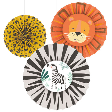 Get Wild Jungle Animal Paper Fan Decorations - Pack of 3