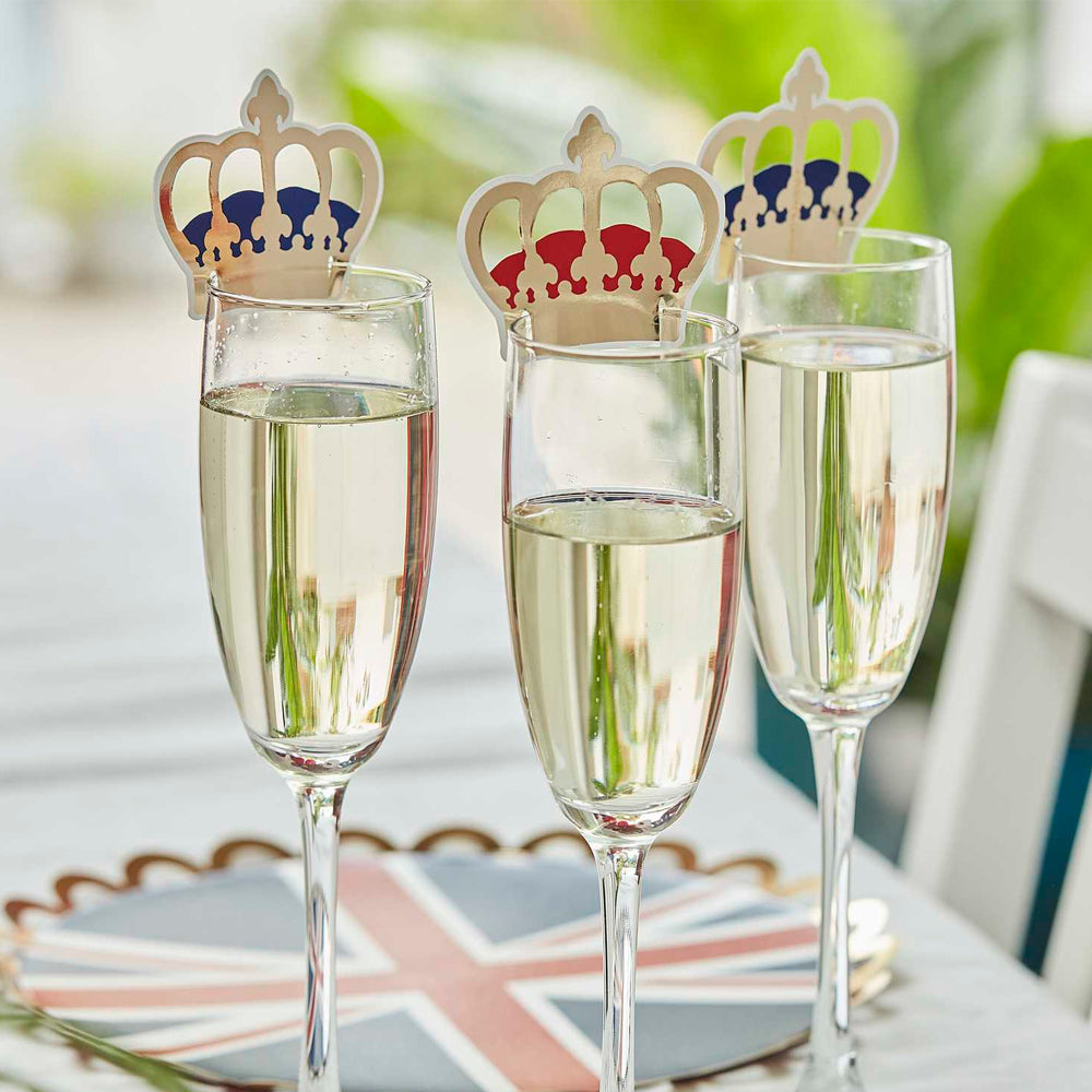 Crown Shaped Glass Topper Decorations - Pack of 10