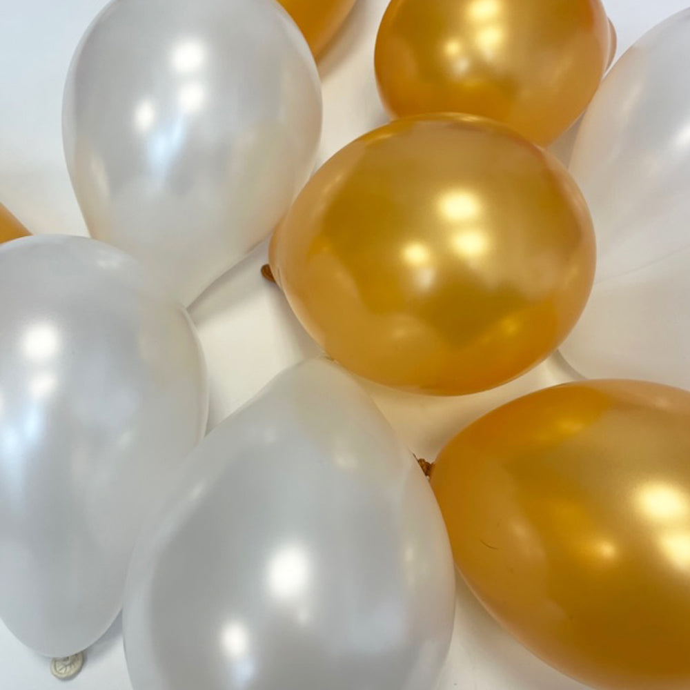 Gold and White Mini 5" Balloon Pack - Pack of 40