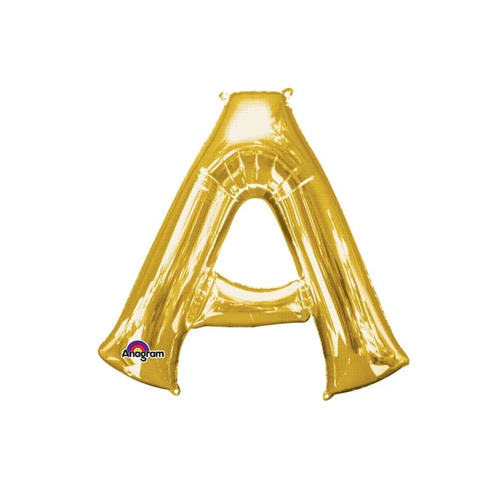 Gold Foil Letter 'A' Air Filled Balloon - No Helium Required! - 16"