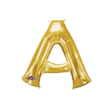 Gold Foil Letter 'A' Air Filled Balloon - No Helium Required! - 16