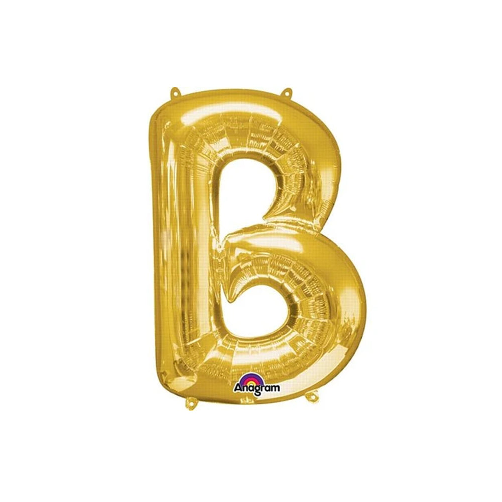 Gold Foil Letter 'B' Air Filled Balloon - No Helium Required! - 16"