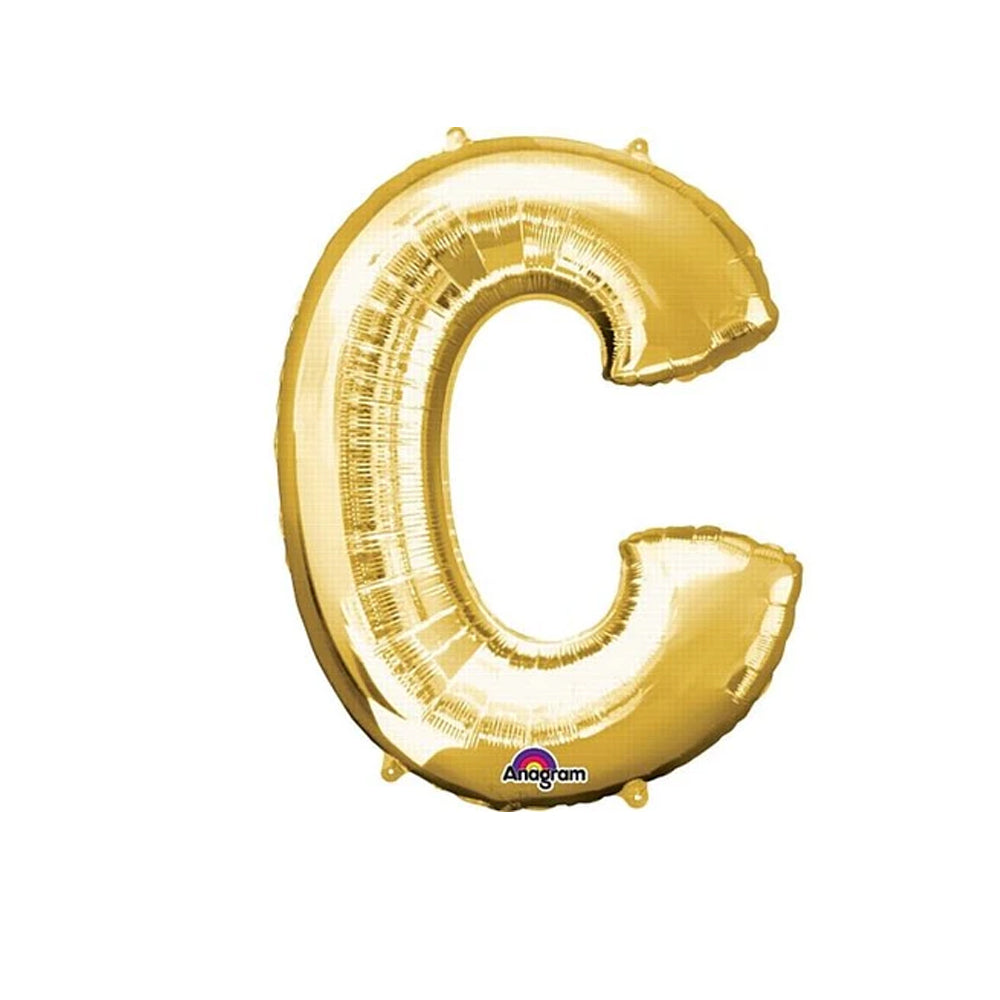 Gold Foil Letter 'C' Air Filled Balloon - No Helium Required! - 16"