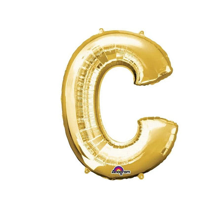 Gold Foil Letter 'C' Air Filled Balloon - No Helium Required! - 16