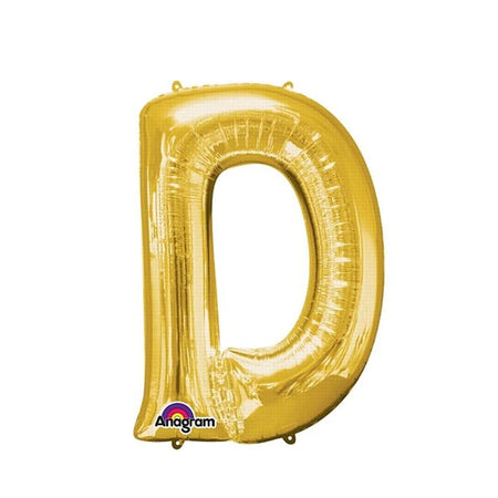 Gold Foil Letter 'D' Air Filled Balloon - No Helium Required! - 16