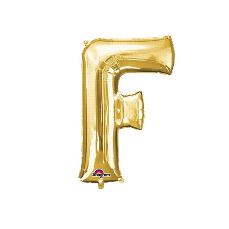 Gold Foil Letter 'F' Air Filled Balloon - No Helium Required! - 16