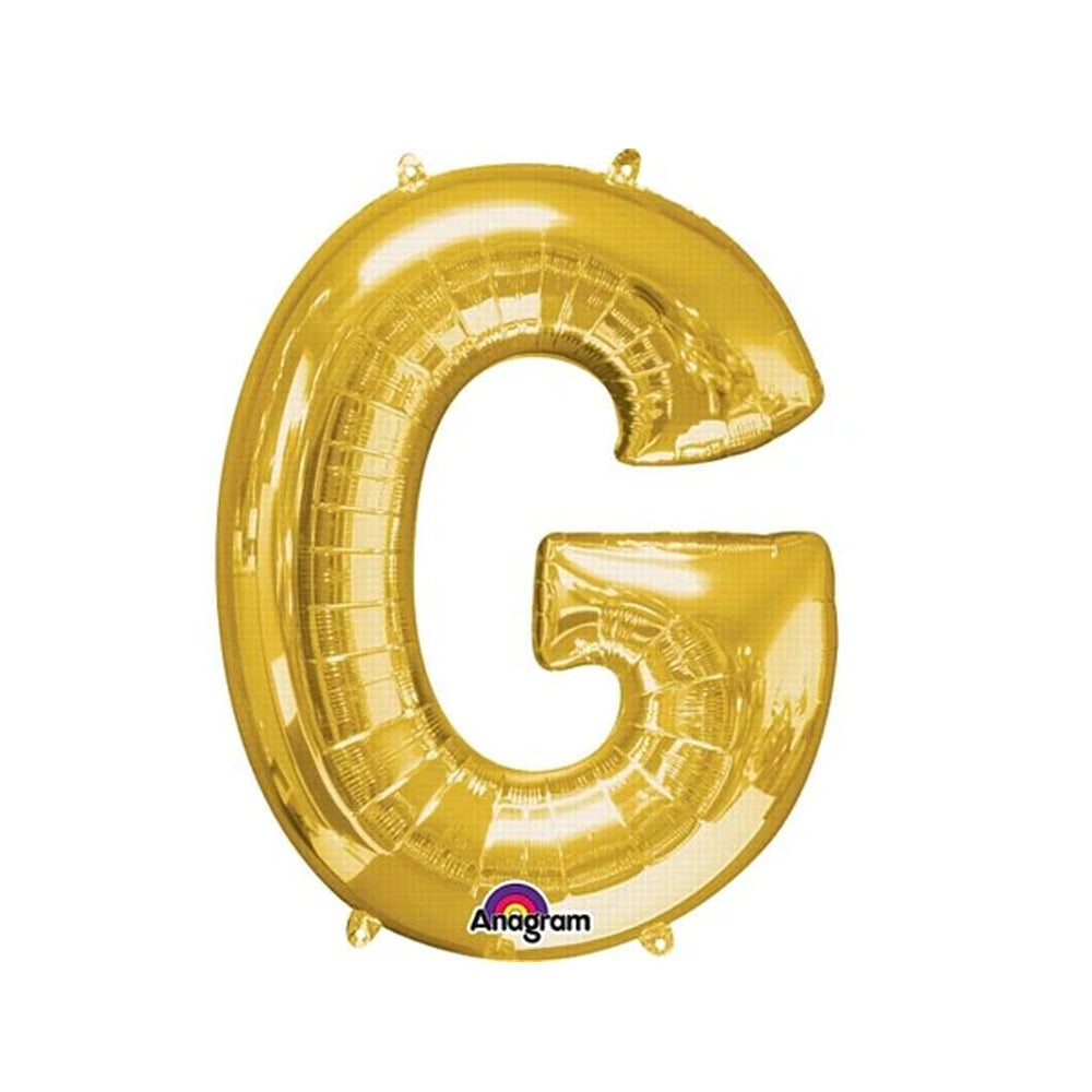 Gold Foil Letter 'G' Air Filled Balloon - No Helium Required! - 16"