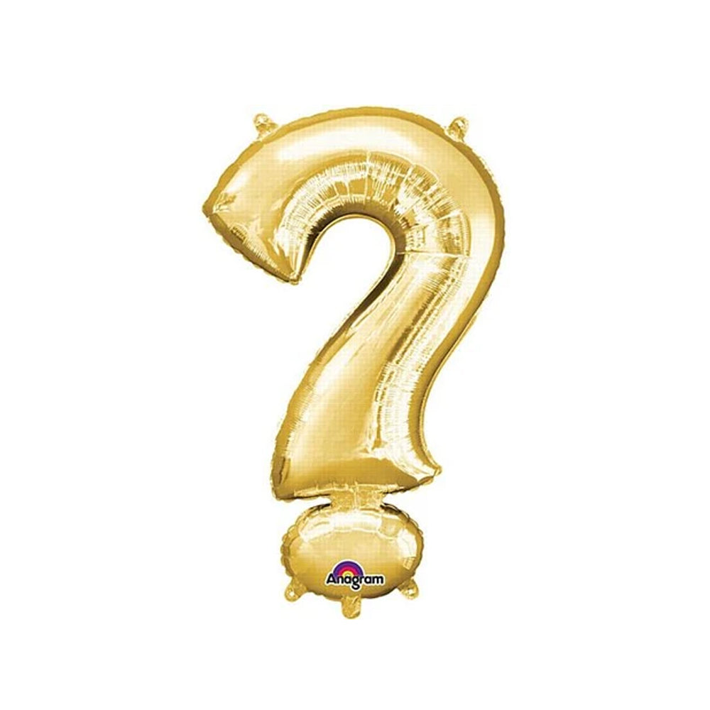 Gold Foil Question Mark '?' Air Filled Balloon - No Helium Required! - 16"