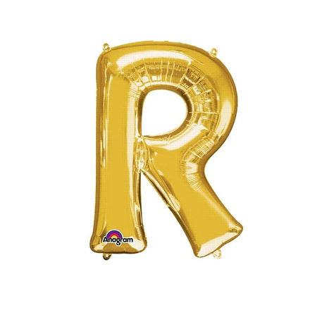 Gold Foil Letter 'R' Air Filled Balloon - No Helium Required! - 16