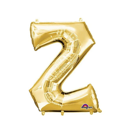 Gold Foil Letter 'Z' Air Filled Balloon - No Helium Required! - 16