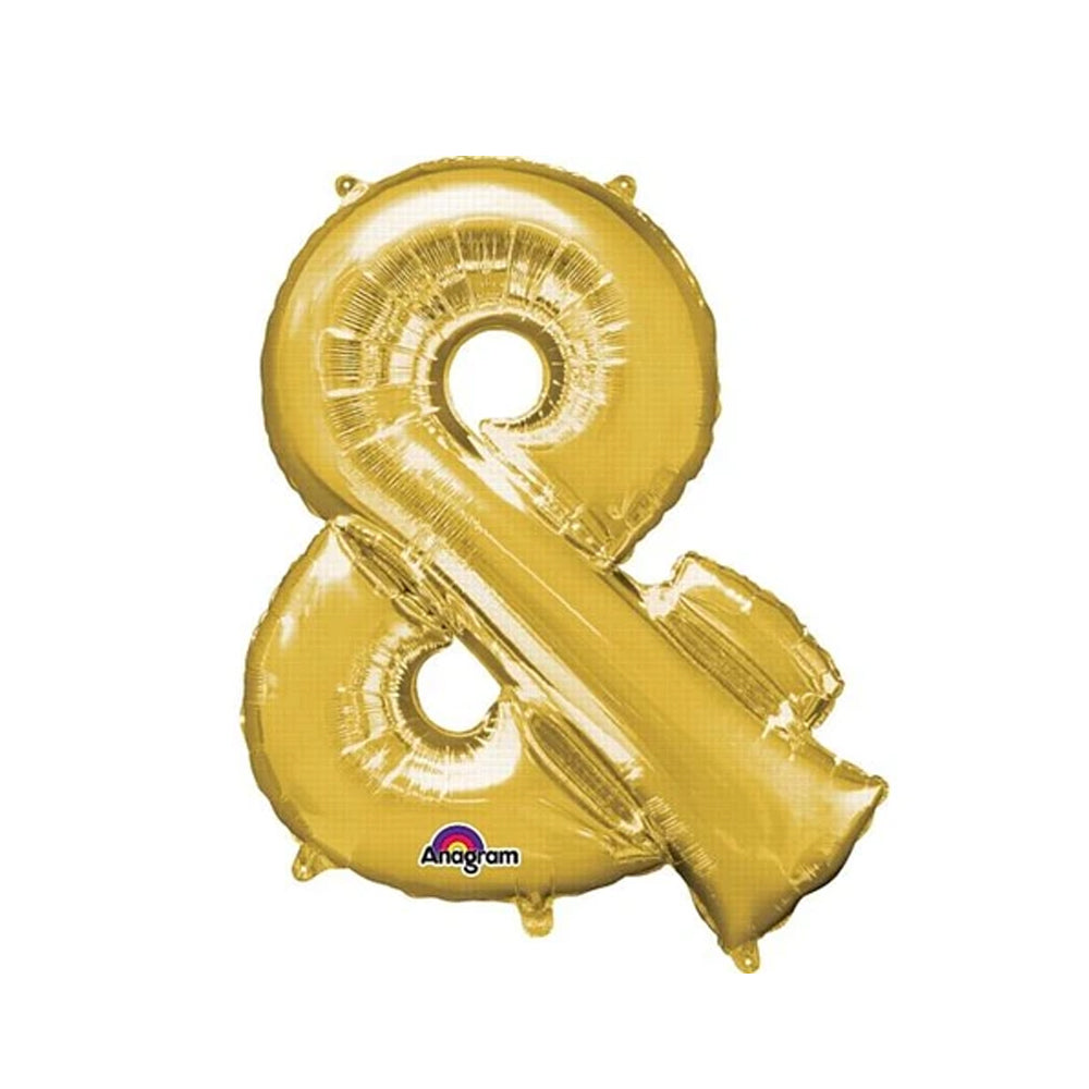 Gold Foil '&' Ampersand Air Filled Balloon - No Helium Required! - 16"