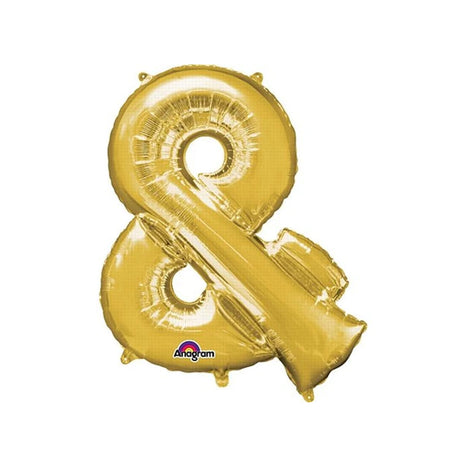 Gold Foil '&' Ampersand Air Filled Balloon - No Helium Required! - 16