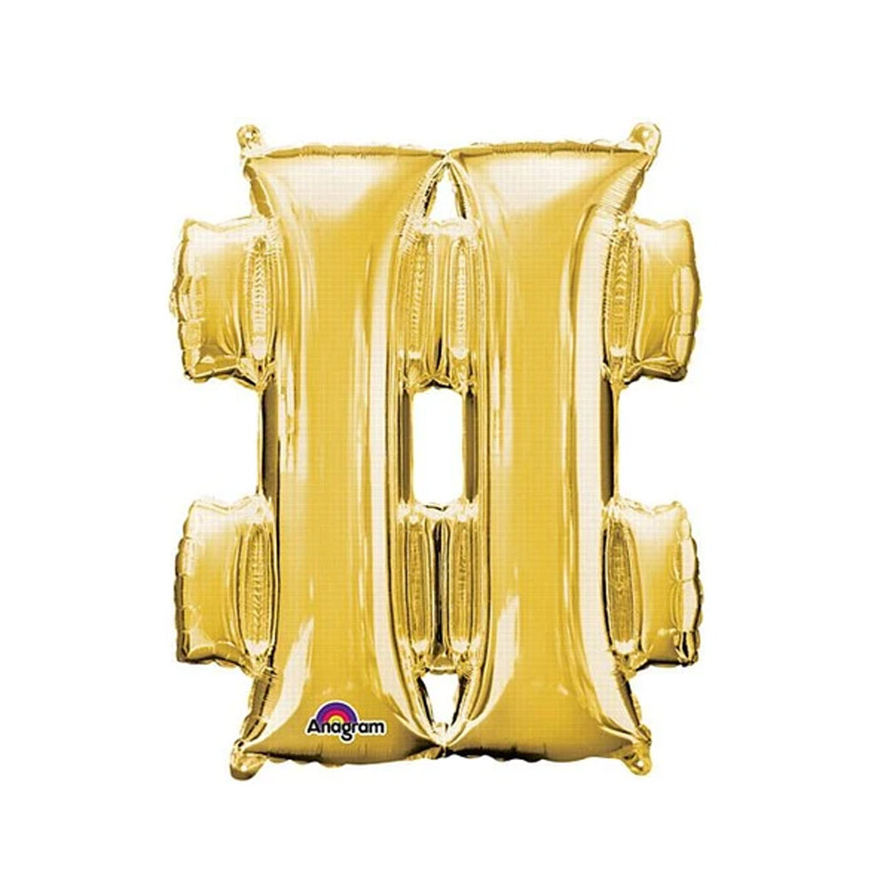 Gold Foil Hashtag Air Filled Balloon - No Helium Required! - 16"