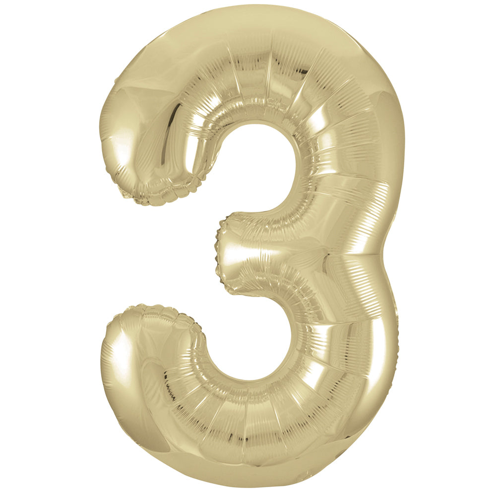 Gold Number 3 Foil Balloon - 34"