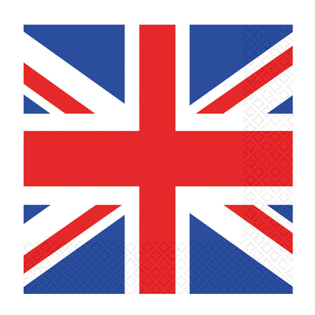 Great Britain Union Jack Flag Luncheon Napkins - 33cm - Pack of 16
