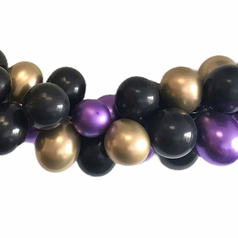 Black, Gold and Purple Balloon Arch DIY Kit - 2.5m