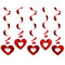 Red Heart Hanging Swirl Decorations - 60cm - Pack of 5
