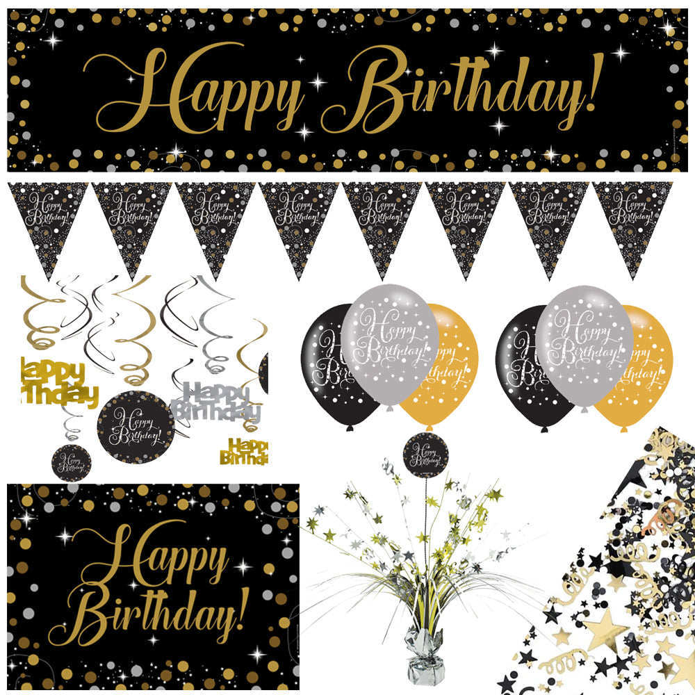 Gold Celebration Happy Birthday Decoration Pack