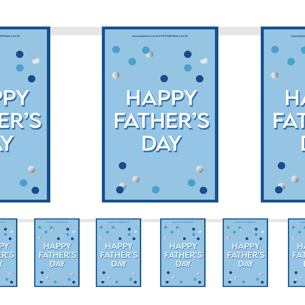 Blue Glitzy Happy Father's Day Paper Bunting Decoration - 2.4m