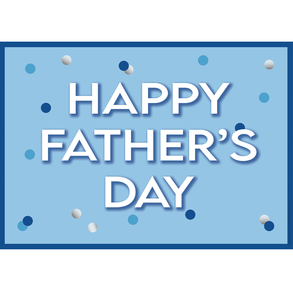 Blue Glitzy Happy Father's Day Poster - A3