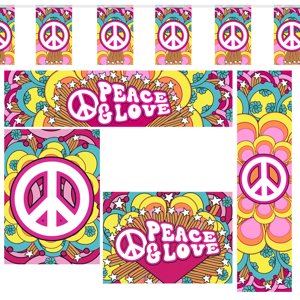 60's Hippie 'Peace & Love' Themed Decoration Pack