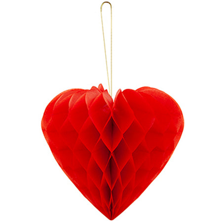 Red Honeycomb Heart Tissue Decoration - 23cm