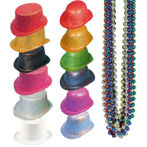 Glitter Hat and Beads Pack For 12