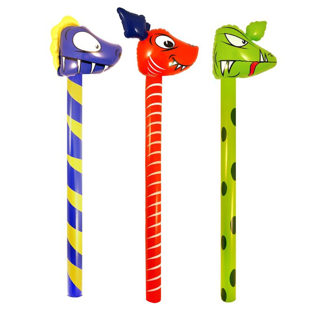 Inflatable Dinosaur Hobby Horse - Assorted Designs - 118cm - Each