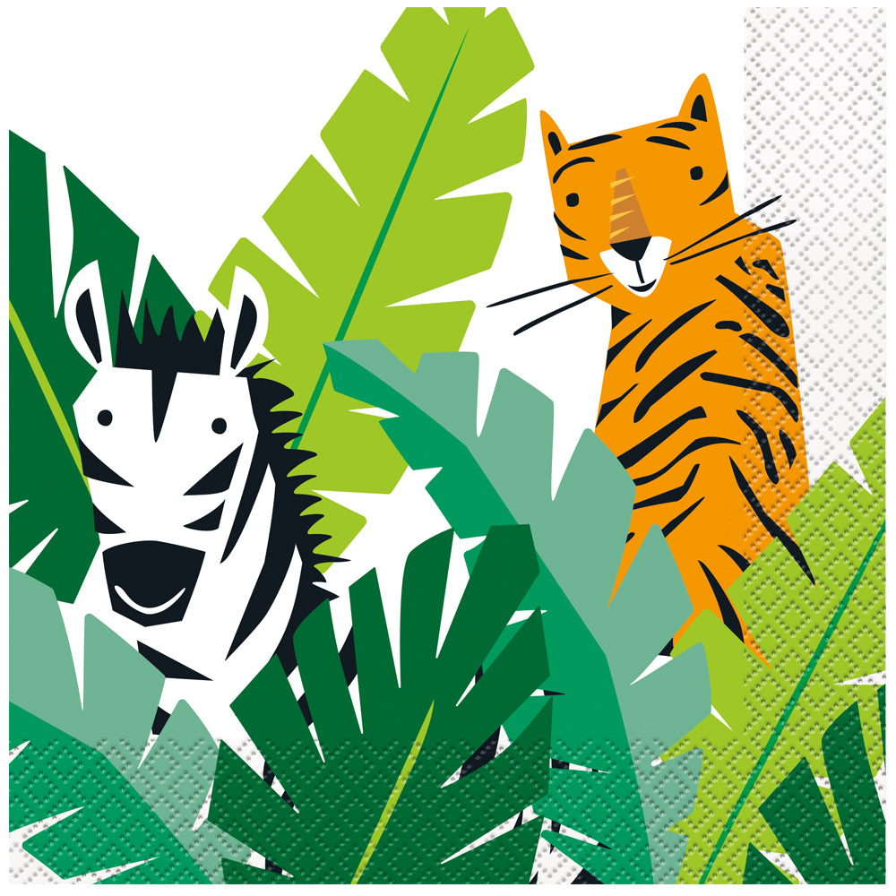Jungle Animal Safari Paper Napkins - 33cm - Pack of 16