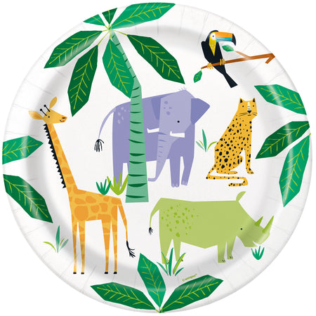 Jungle Animal Safari Paper Plates - 23cm - Pack of 8