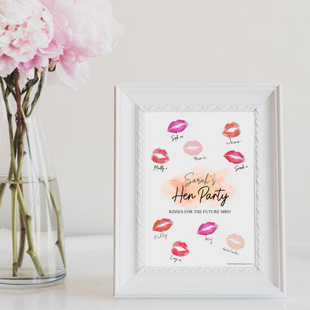 Personalised Hen Party Kisses For the Future Mrs Print - A4