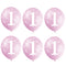 1st Birthday Pink Latex Balloon - 27.5cm - Pack of 6