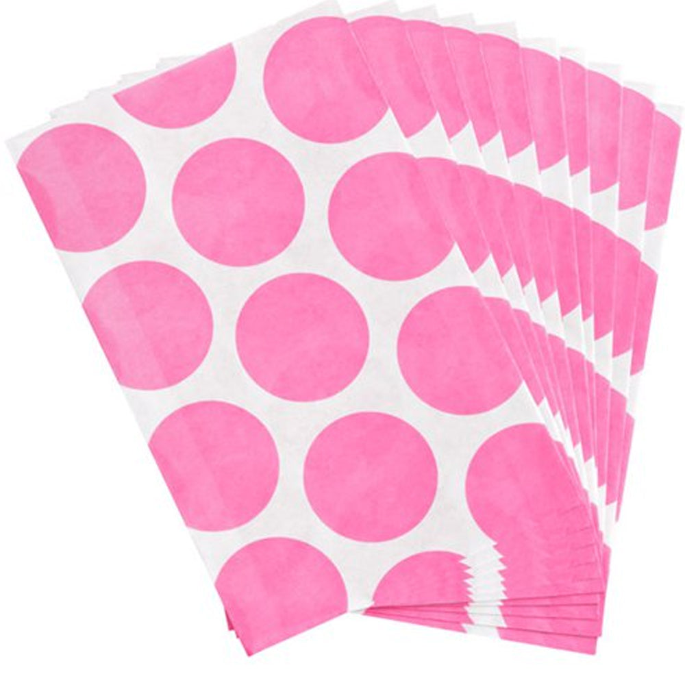 Light Pink Polka Dot Candy Treat Bags  - Pack of 10