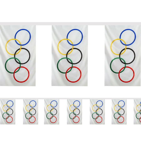 Olympic Rings Fabric Flag Bunting - 20 flags - 6m