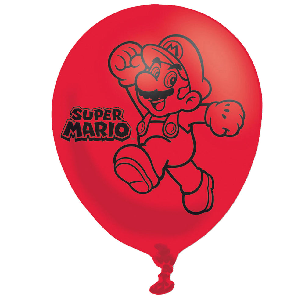 Super Mario Bros 4 Sided Latex Balloons - Pack of 6