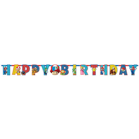 Super Mario Add Your Age Happy Birthday Banner - 3.2m x 25cm