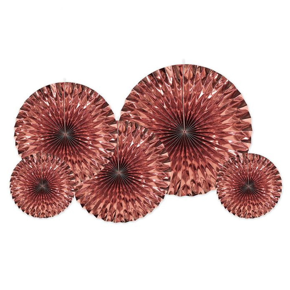 Rose Gold Metallic Fans - Pack of 5