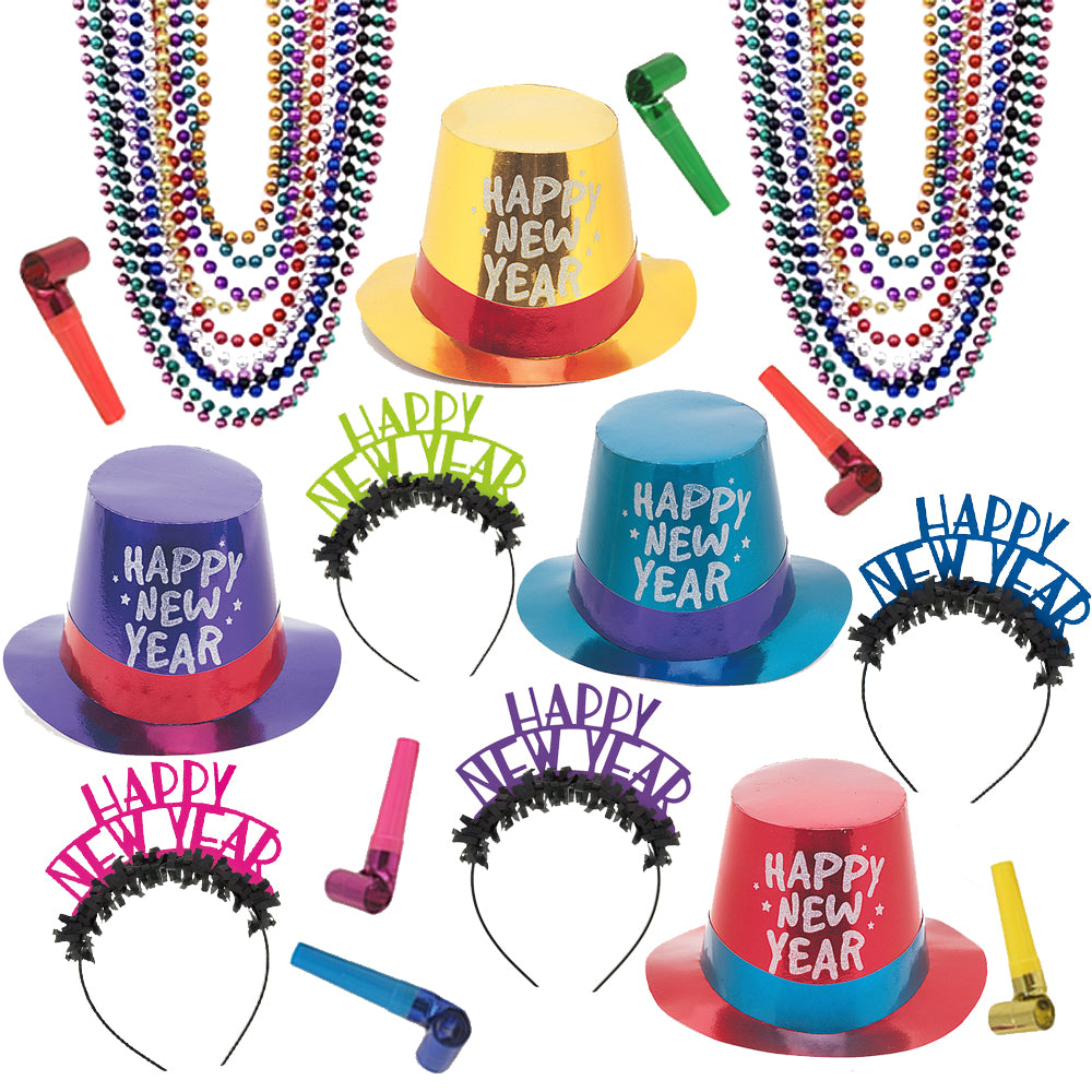 Multicolour New Year Hat and Novelty Pack for 20