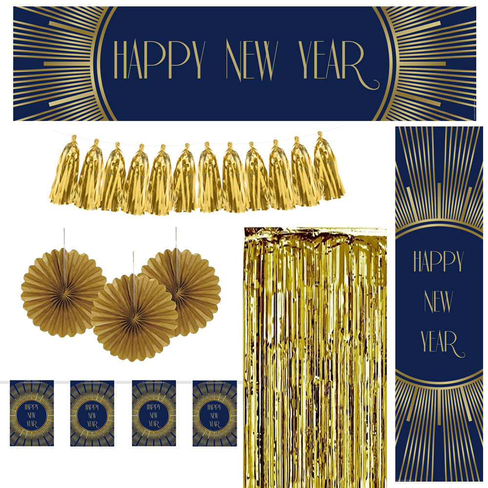 Navy and Gold Happy New Year Decoration Pack