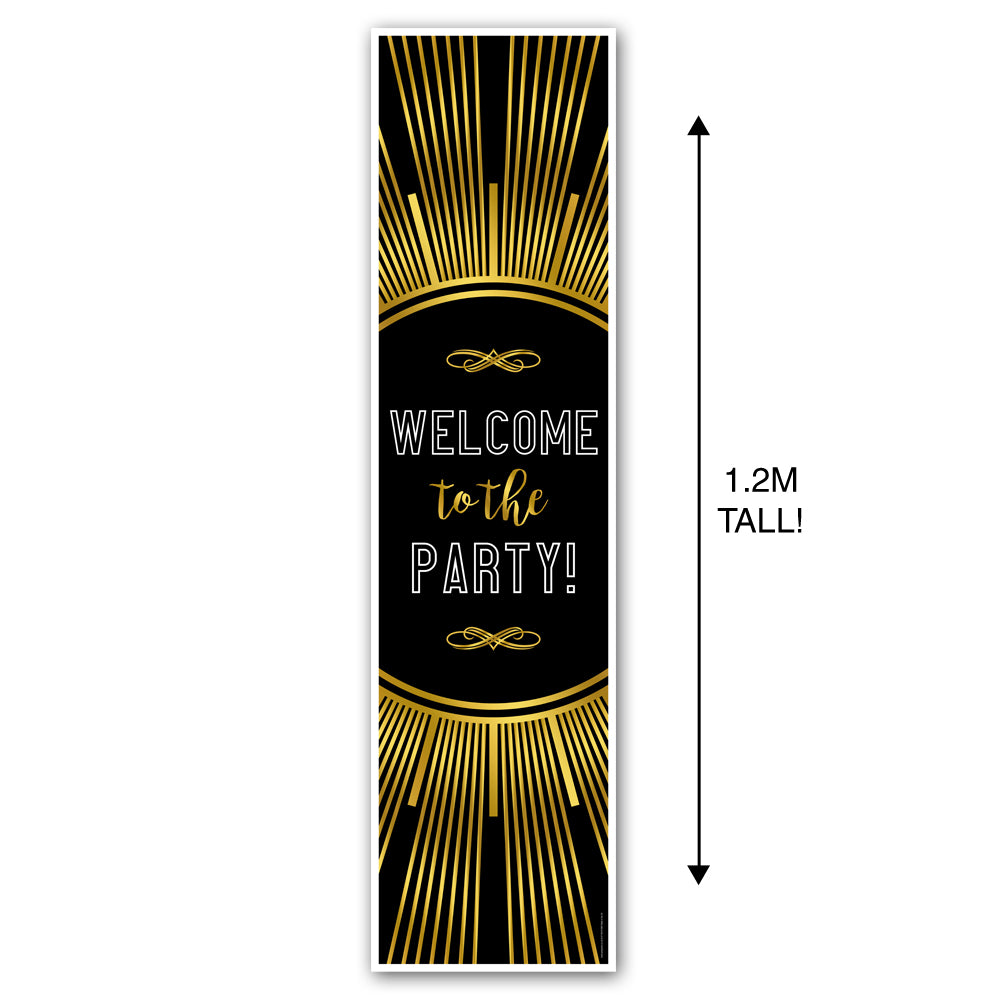 New Year's Eve Gold Welcome to the Party Portrait Wall & Door Banner Decoration - 1.2m
