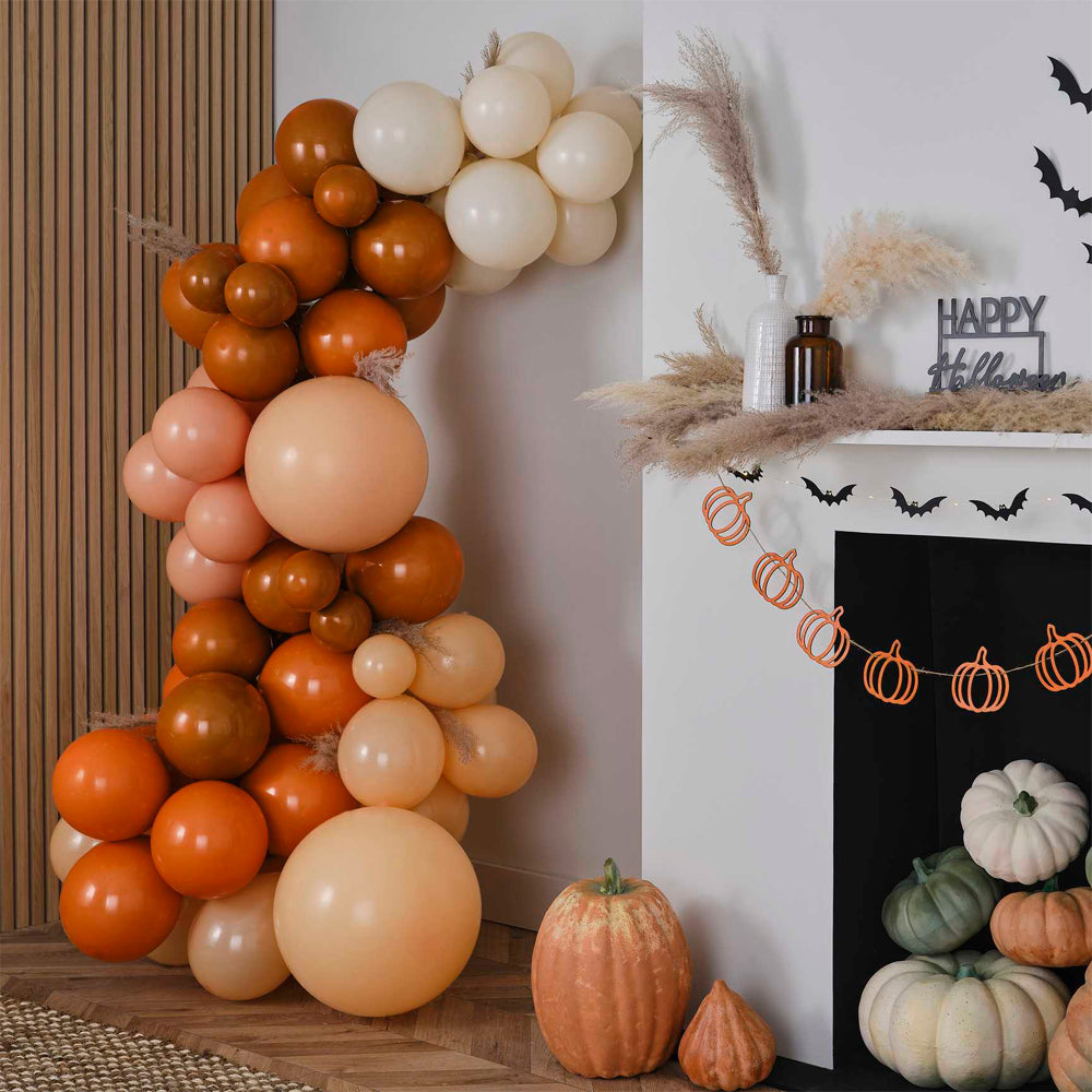 Orange, Sand and Peach Halloween Balloon Arch Kit with Pampas - 5m