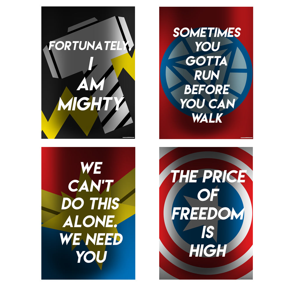 Superheroes Assemble Quotes Poster Pack - Pack of 4 - A3